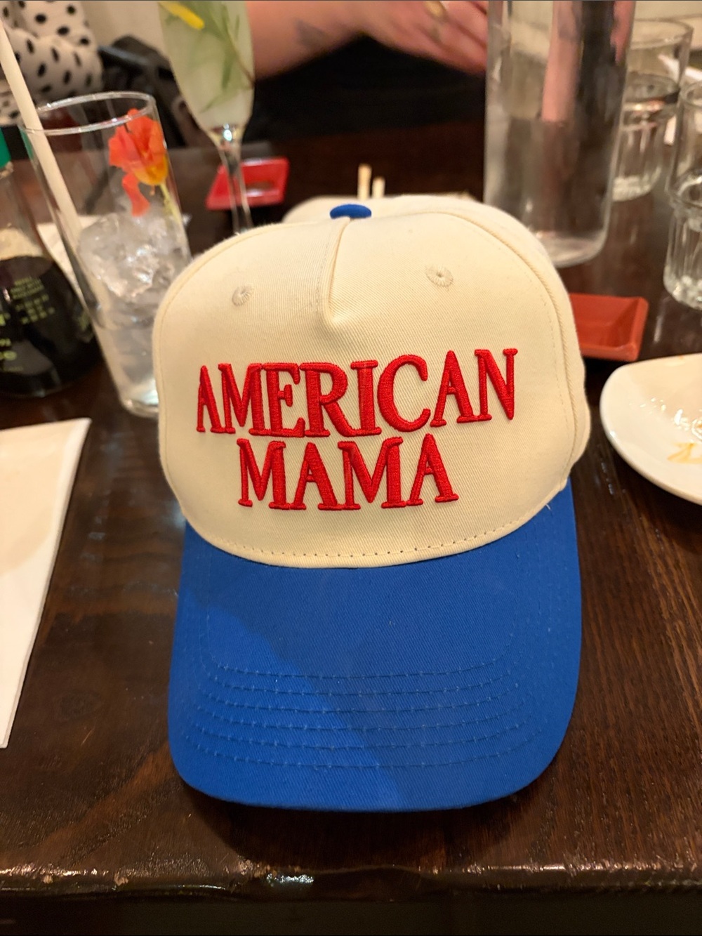 American Mama Red & Blue Baseball Cap by